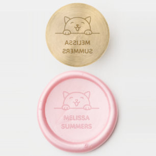 Cute Happy Cat Custom Name Wax Seal Stamp