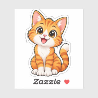 Cute Happy Cat Illustration Sticker