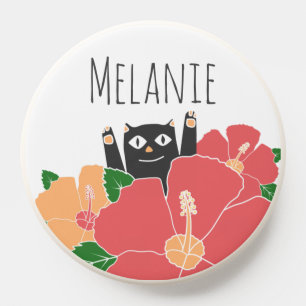 Cute Happy Cat Spring Flowers Personalised PopSocket