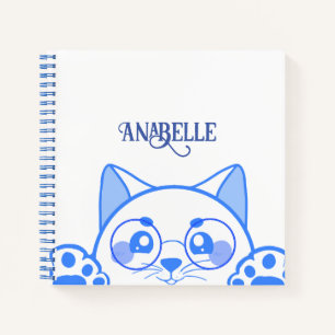Cute Happy  Cat With Round Glasses Notebook