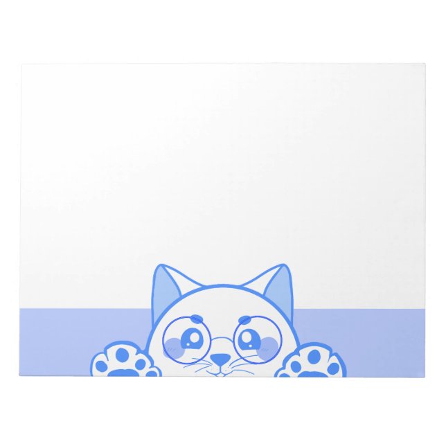 Cute Happy  Cat With Round Glasses Notepad (Front)