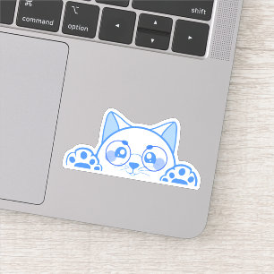Cute Happy  Cat With Round Glasses Sticker