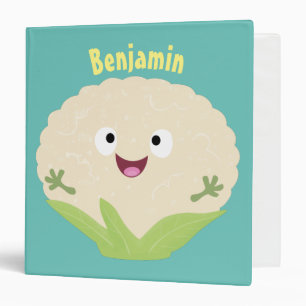 Cute happy cauliflower vegetable cartoon 3 ring binder