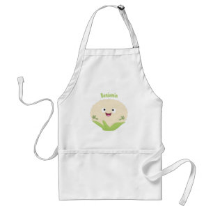 Cute happy cauliflower vegetable cartoon adult apron