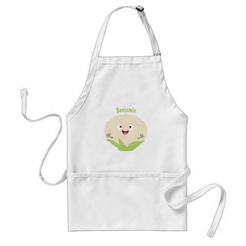 Cute happy cauliflower vegetable cartoon  adult apron
