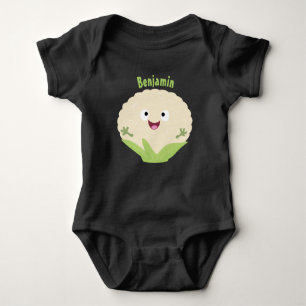 Cute happy cauliflower vegetable cartoon baby bodysuit