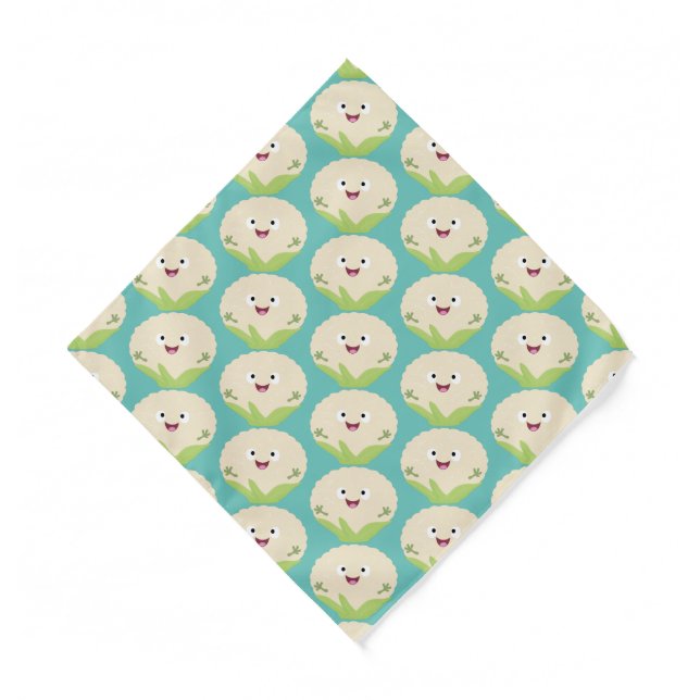 Cute happy cauliflower vegetable cartoon  bandana (Front)