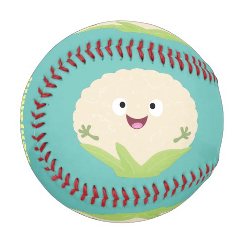 Cute happy cauliflower vegetable cartoon baseball