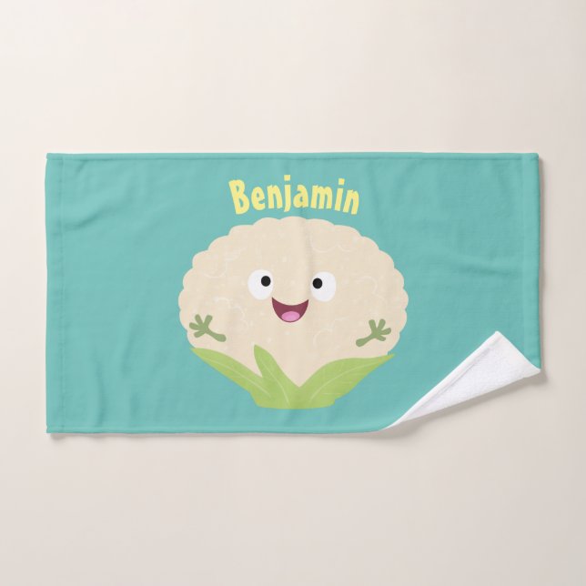 Cute happy cauliflower vegetable cartoon  bath towel set (Hand Towel)