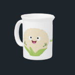 Cute happy cauliflower vegetable cartoon beverage pitcher<br><div class="desc">This cute happy cauliflower is full of vegetable fun! Drawn in happy cartoon style for veggie lovers!</div>