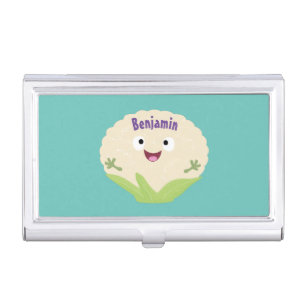 Cute happy cauliflower vegetable cartoon business card case