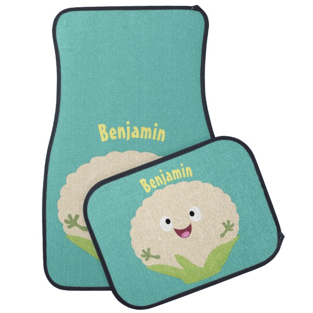 Cute happy cauliflower vegetable cartoon car floor mat (Set)