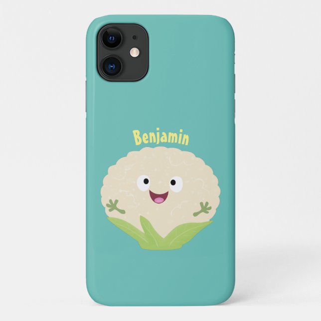 Cute happy cauliflower vegetable cartoon Case-Mate iPhone case (Back)
