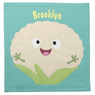Cute happy cauliflower vegetable cartoon cloth napkin