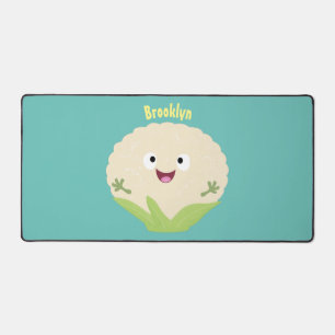 Cute happy cauliflower vegetable cartoon desk mat