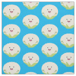 Cute happy cauliflower vegetable cartoon fabric