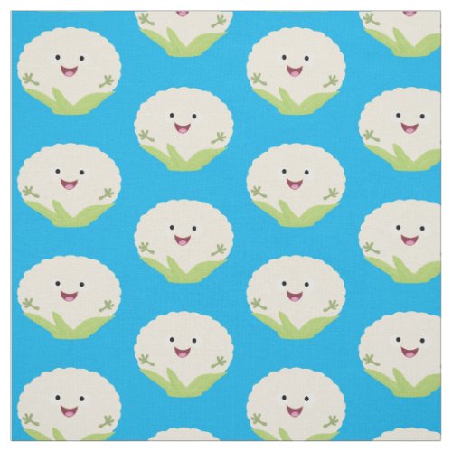 Cute happy cauliflower vegetable cartoon fabric