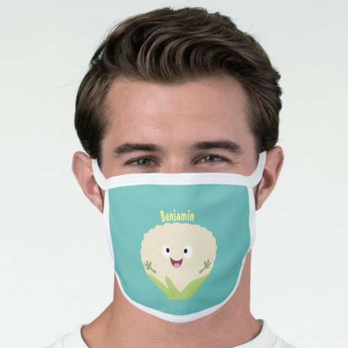 Cute happy cauliflower vegetable cartoon  face mask