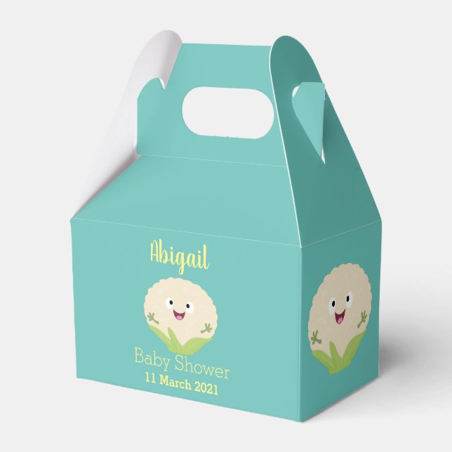 Cute happy cauliflower vegetable cartoon  favor boxes (Front Side)
