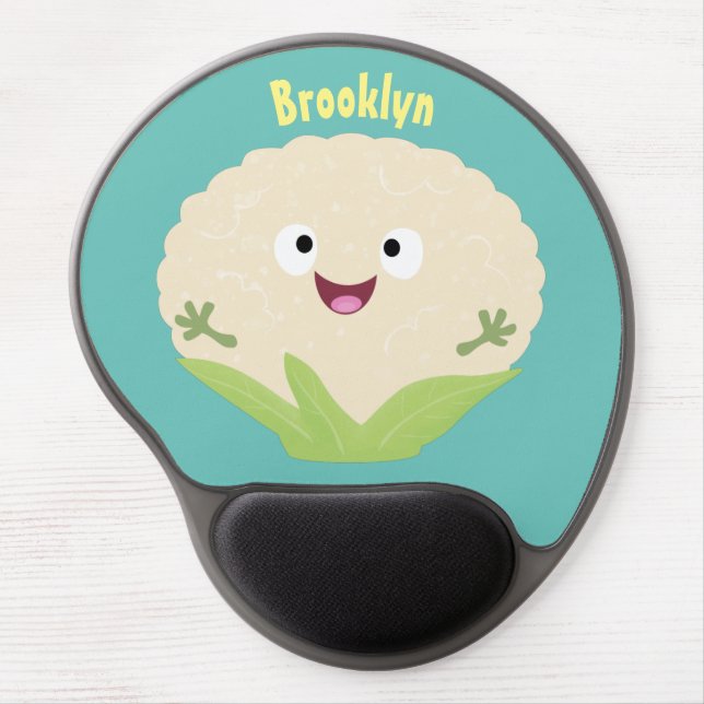 Cute happy cauliflower vegetable cartoon  gel mouse pad (Front)