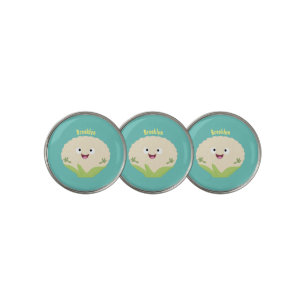 Cute happy cauliflower vegetable cartoon golf ball marker