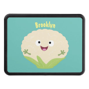 Cute happy cauliflower vegetable cartoon hitch cover