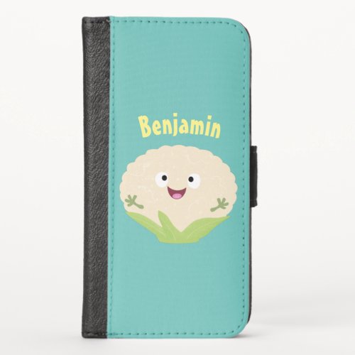 Cute happy cauliflower vegetable cartoon iPhone x wallet case