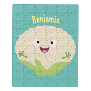 Cute happy cauliflower vegetable cartoon jigsaw puzzle