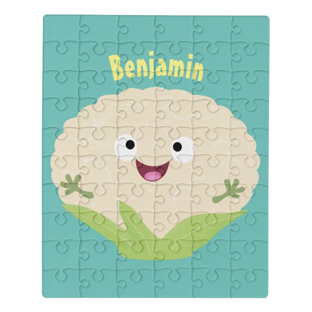 Cute happy cauliflower vegetable cartoon jigsaw puzzle (Puzzle Vertical)