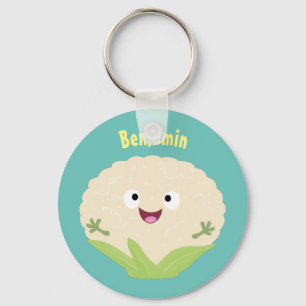 Cute happy cauliflower vegetable cartoon keychain