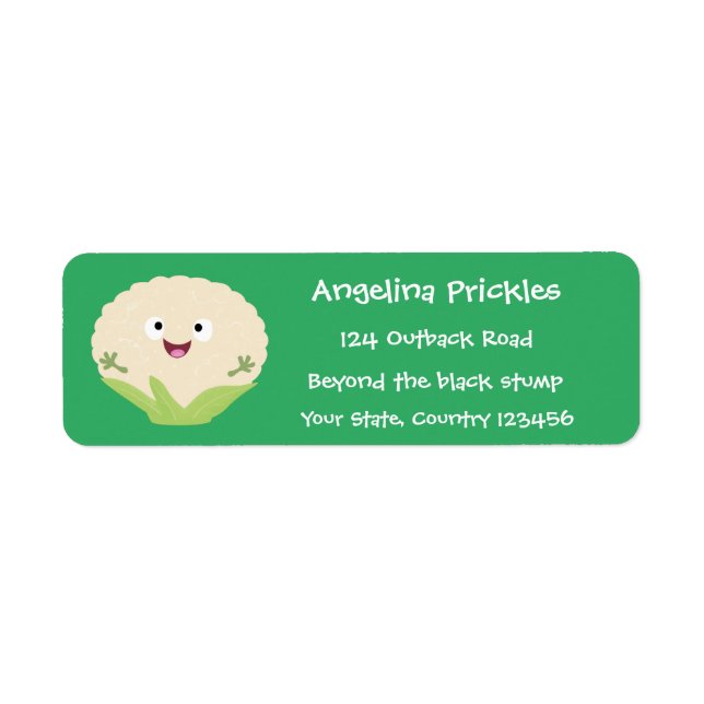 Cute happy cauliflower vegetable cartoon label (Front)