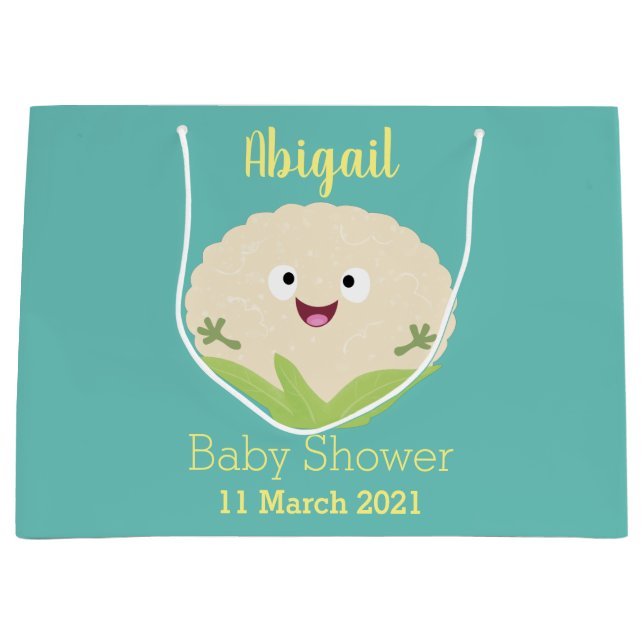 Cute happy cauliflower vegetable cartoon large gift bag (Front)