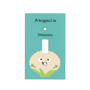 Cute happy cauliflower vegetable cartoon light switch cover