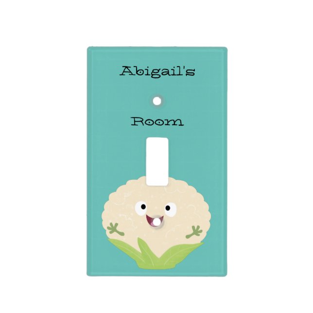 Cute happy cauliflower vegetable cartoon light switch cover (Front)