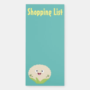 Cute happy cauliflower vegetable cartoon magnetic notepad
