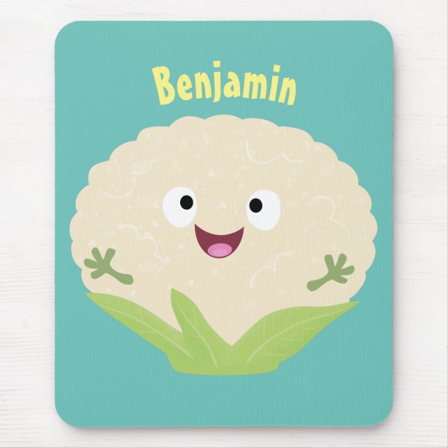 Cute happy cauliflower vegetable cartoon mouse pad (Front)