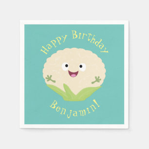 Cute happy cauliflower vegetable cartoon napkins