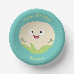 Cute happy cauliflower vegetable cartoon paper bowls