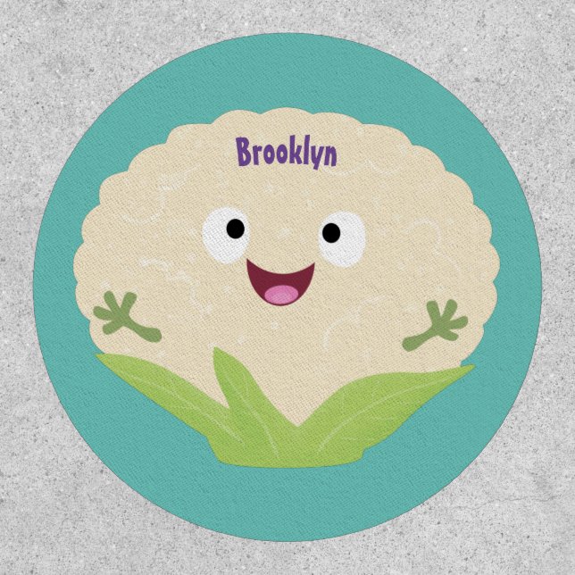 Cute happy cauliflower vegetable cartoon patch (Front)