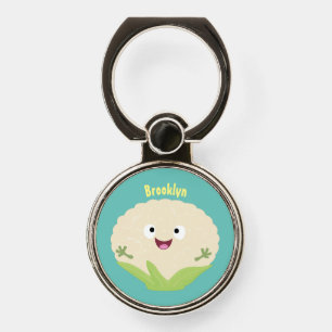 Cute happy cauliflower vegetable cartoon phone ring stand