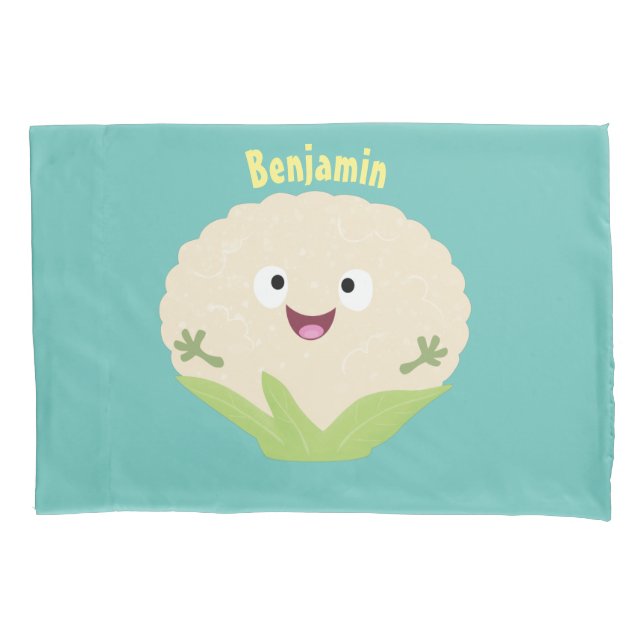 Cute happy cauliflower vegetable cartoon  pillow case (Front)
