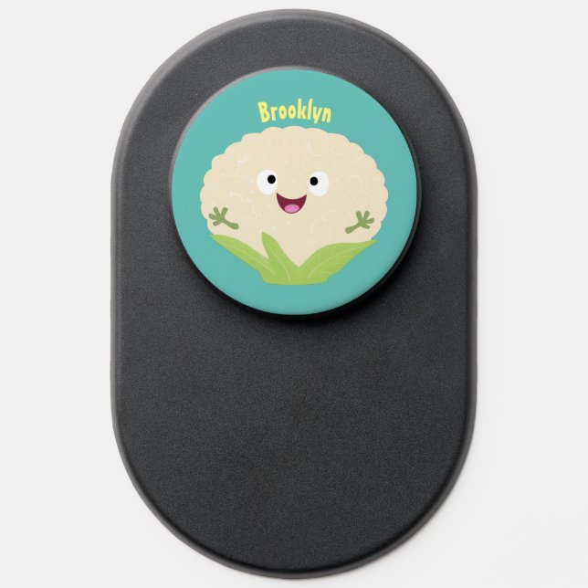 Cute happy cauliflower vegetable cartoon PopSocket (Popsocket)