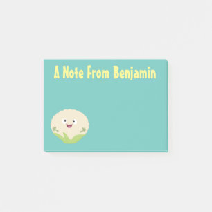Cute happy cauliflower vegetable cartoon post-it notes