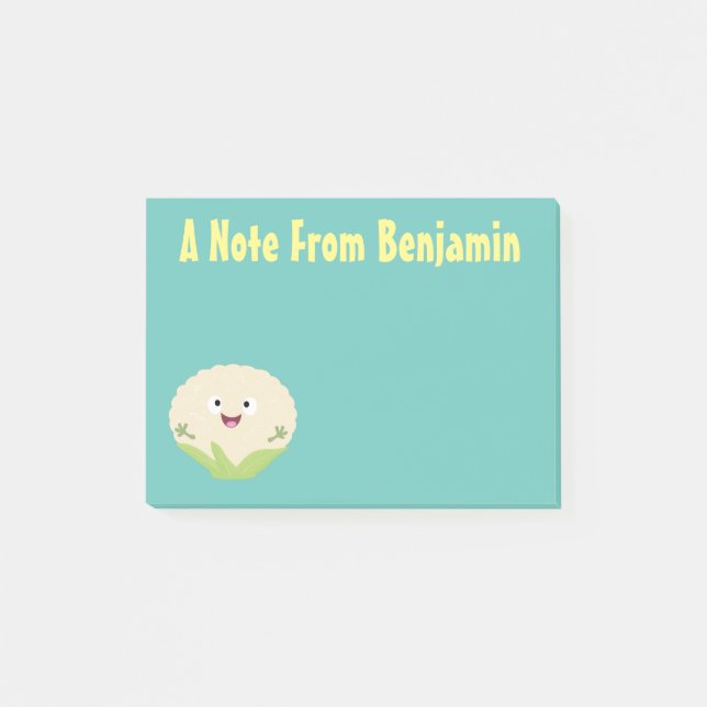 Cute happy cauliflower vegetable cartoon post-it notes (Front)