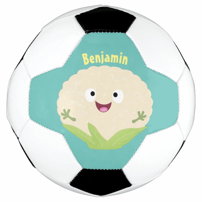 Cute happy cauliflower vegetable cartoon soccer ball (Front)