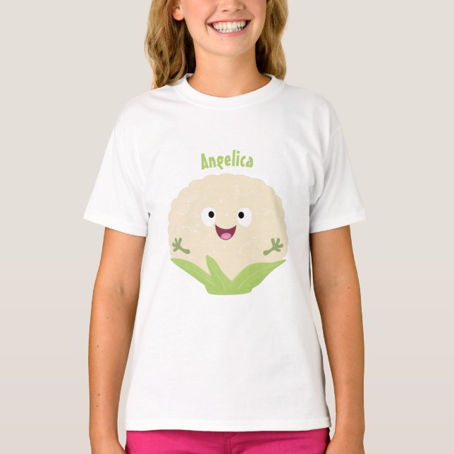 Cute happy cauliflower vegetable cartoon T-Shirt (Front)