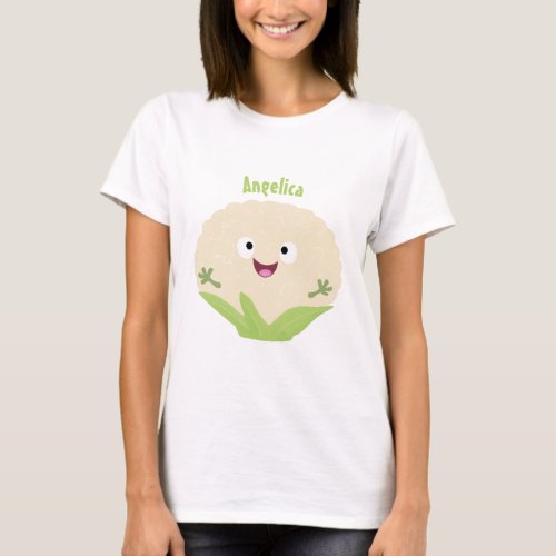 Cute happy cauliflower vegetable cartoon  T_Shirt