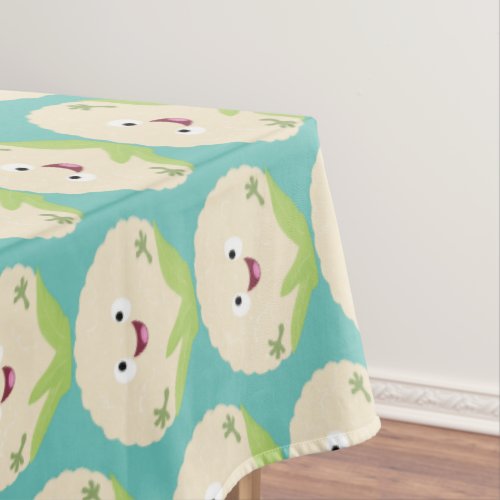 Cute happy cauliflower vegetable cartoon tablecloth