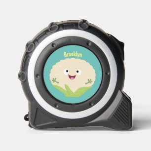 Cute happy cauliflower vegetable cartoon tape measure