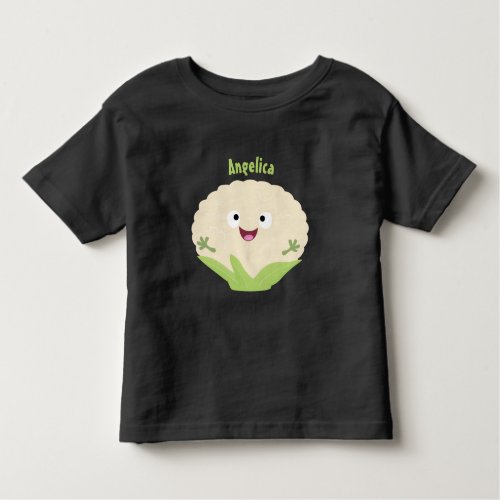 Cute happy cauliflower vegetable cartoon  toddler t_shirt